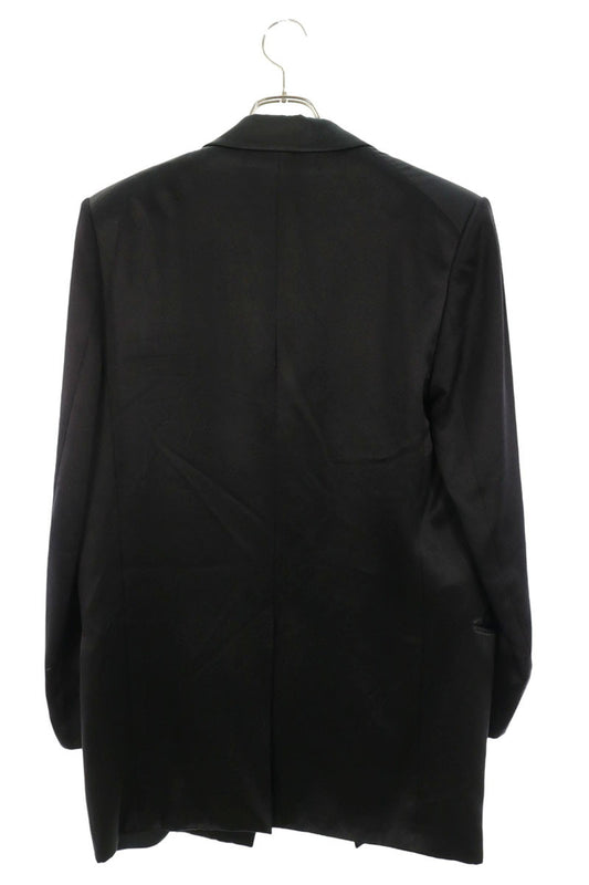 SAINT LAURENT PARIS Black Satin Silk Tailored Jacket Size 48