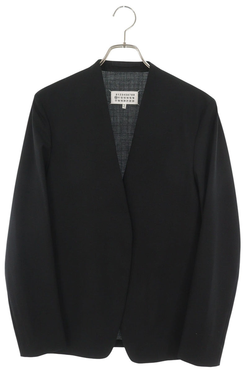 Maison Margiela Black Collarless Wool Jacket Size 42