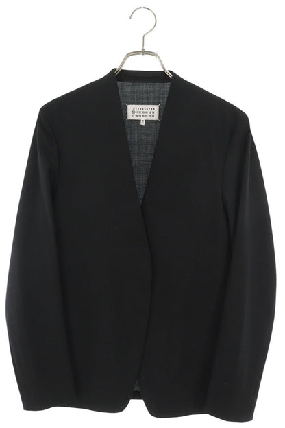 Maison Margiela Black Collarless Wool Jacket Size 42