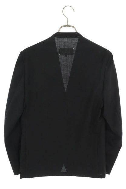 Maison Margiela Black Collarless Wool Jacket Size 42