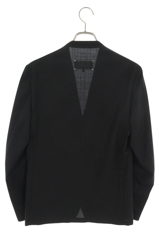 Maison Margiela Black Collarless Wool Jacket Size 42