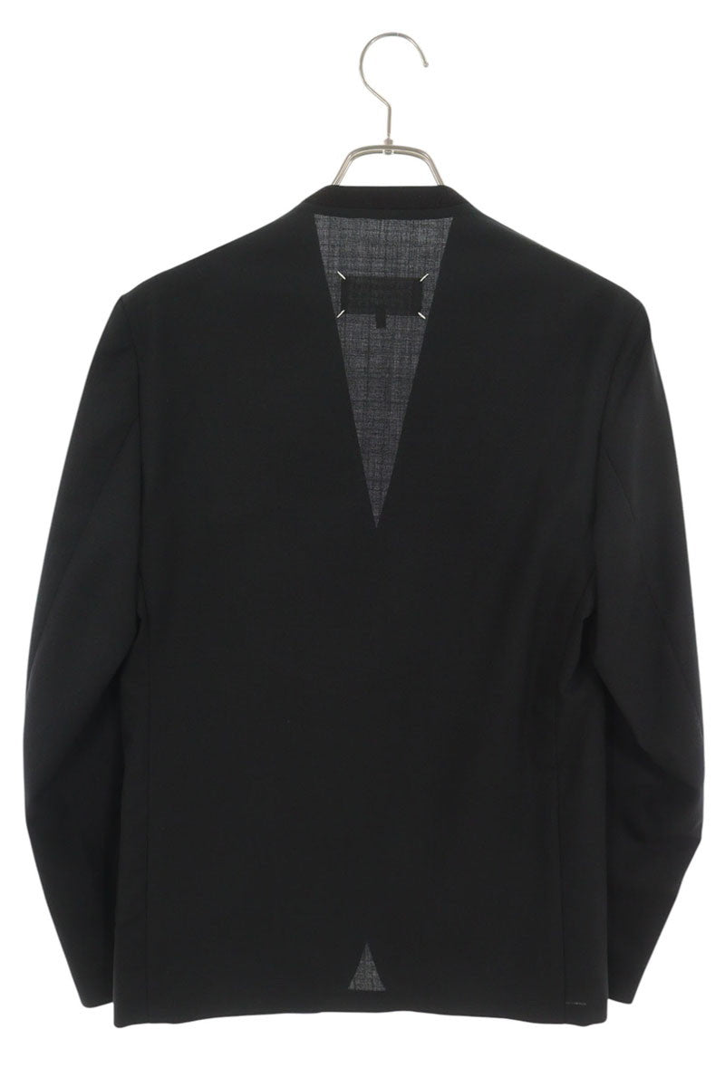 Maison Margiela Black Collarless Wool Jacket Size 42