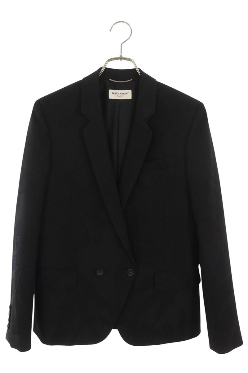 SAINT LAURENT PARIS Patterned Wool Blazer Black Size 42