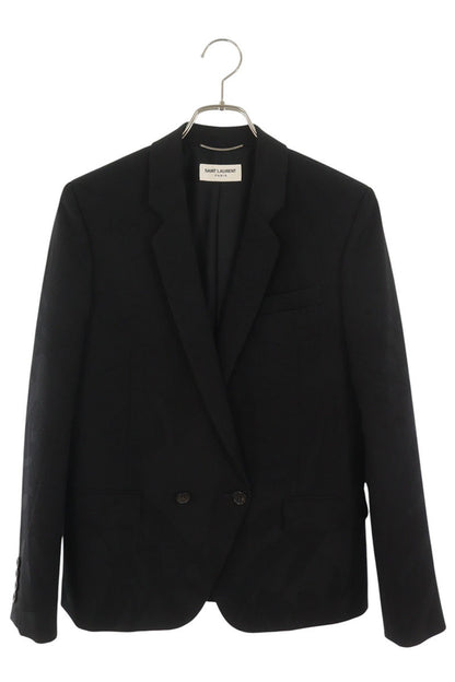 SAINT LAURENT PARIS Patterned Wool Blazer Black Size 42