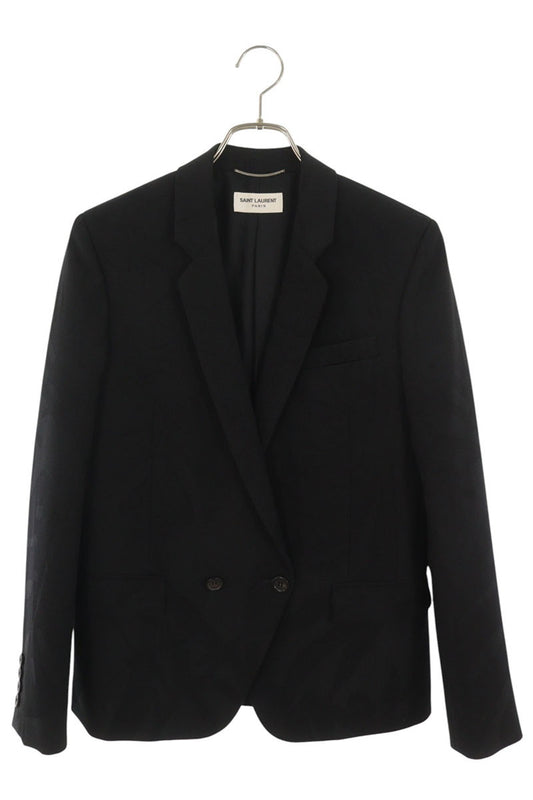 SAINT LAURENT PARIS Patterned Wool Blazer Black Size 42