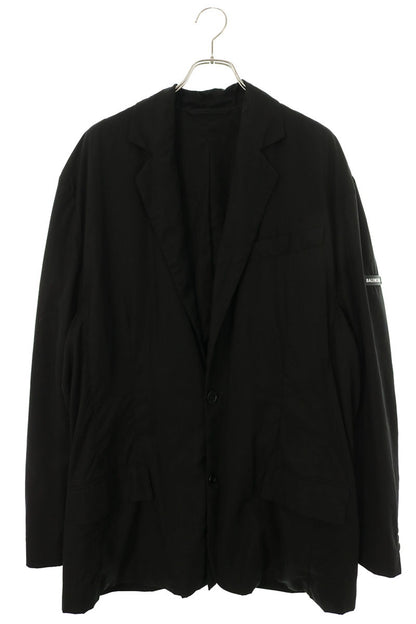 BALENCIAGA Black Rubber Logo Blazer Size 1