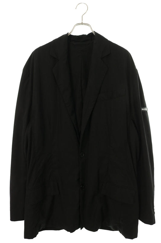 BALENCIAGA Black Rubber Logo Blazer Size 1