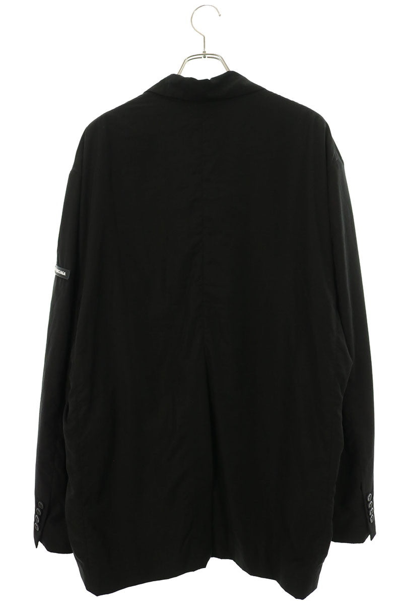 BALENCIAGA Black Rubber Logo Blazer Size 1