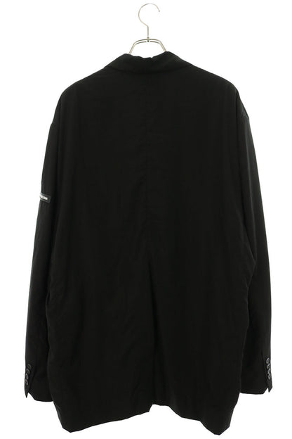 BALENCIAGA Black Rubber Logo Blazer Size 1
