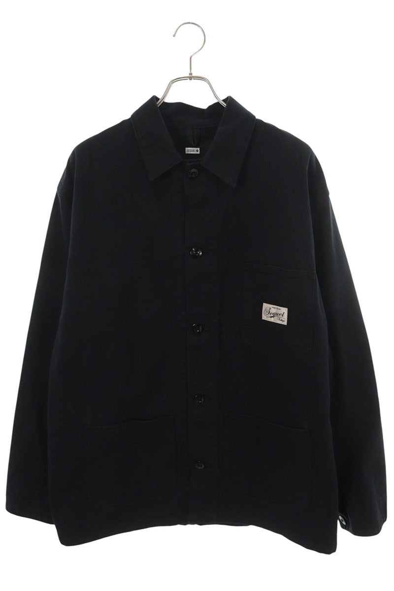 SEQUEL 26SS Black Herringbone Coverall Jacket Size L