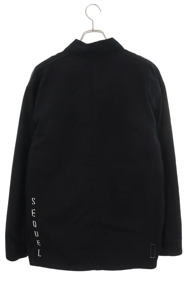 SEQUEL 26SS Black Herringbone Coverall Jacket Size L