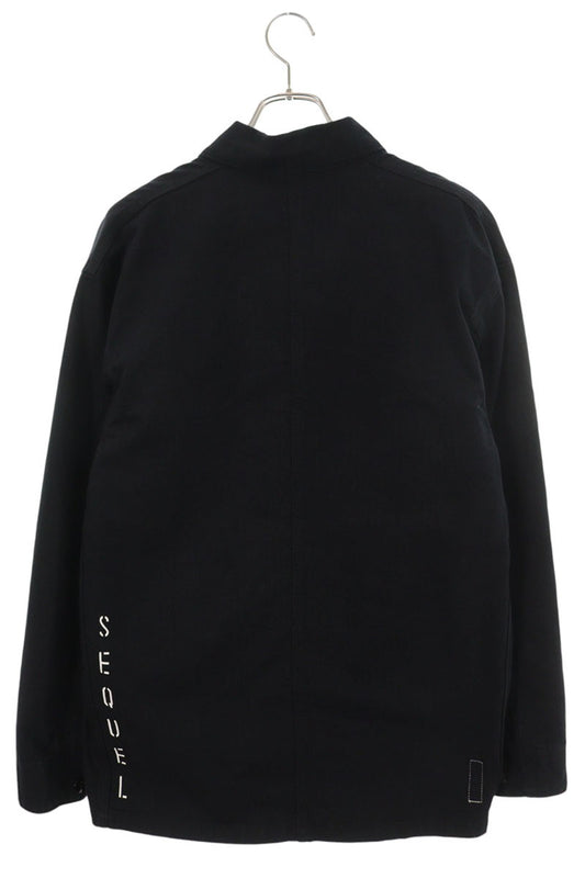 SEQUEL 26SS Black Herringbone Coverall Jacket Size L