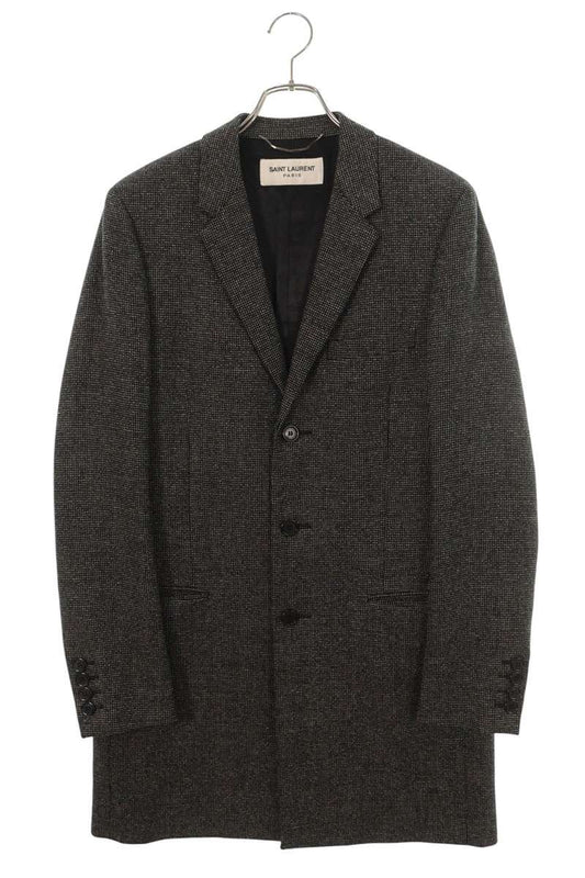 SAINT LAURENT PARIS Wool Tweed 3-Button Jacket Gray Size 50