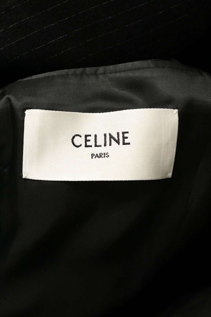 CELINE Black Wool Stripe Boxy Jacket Size 44