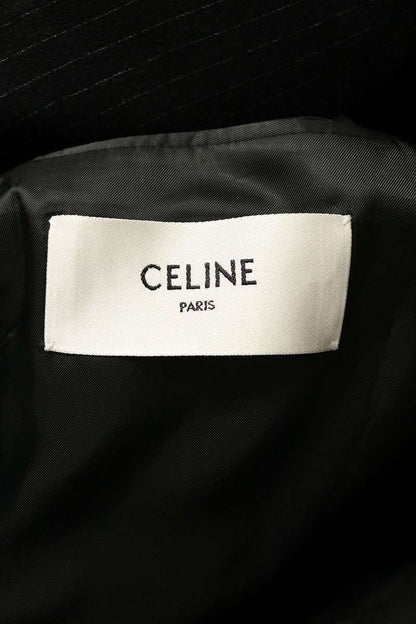 CELINE Black Wool Stripe Boxy Jacket Size 44