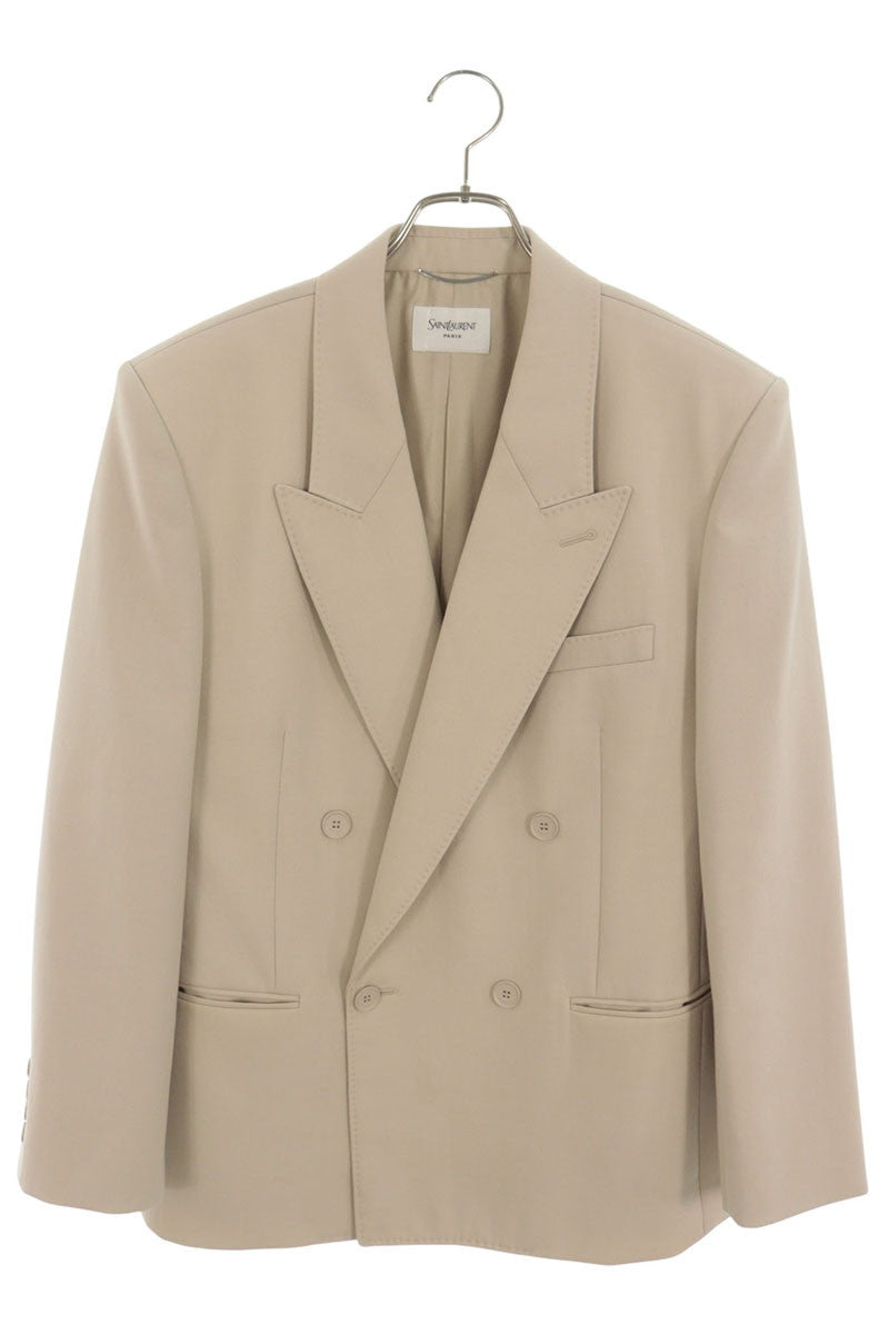 SAINT LAURENT PARIS Light Wool Smoking Jacket Beige Size 46