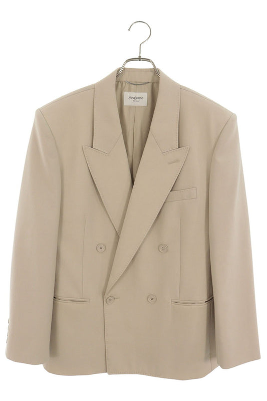 SAINT LAURENT PARIS Light Wool Smoking Jacket Beige Size 46