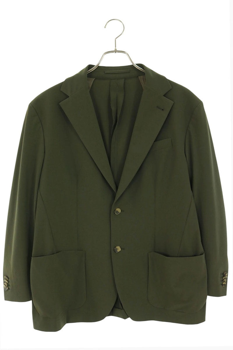 TRAIANO Notched Lapel Stretch Nylon Jacket Khaki Size 52