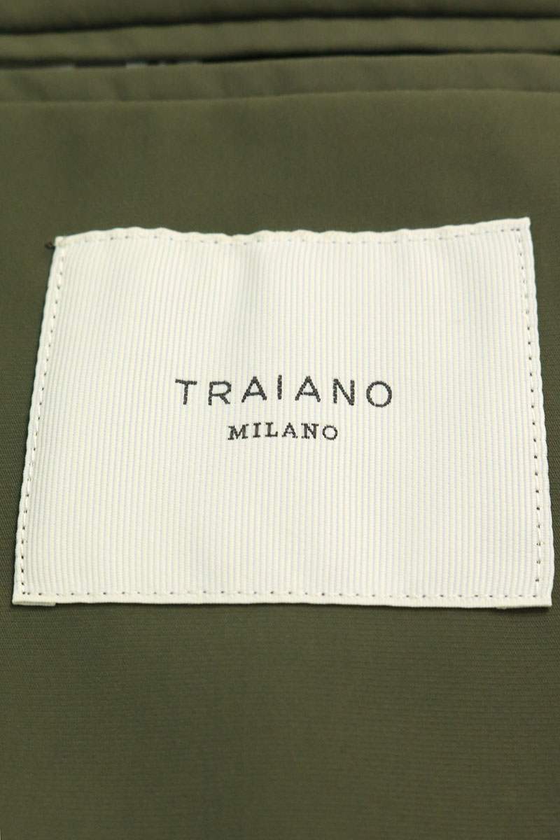 TRAIANO Notched Lapel Stretch Nylon Jacket Khaki Size 52