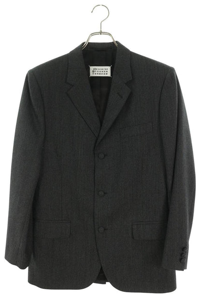 Maison Margiela 22AW Herringbone Wool Dark Gray Jacket Size 46