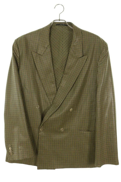 GUCCI Brown Gingham Check Wool Double Jacket Size 52