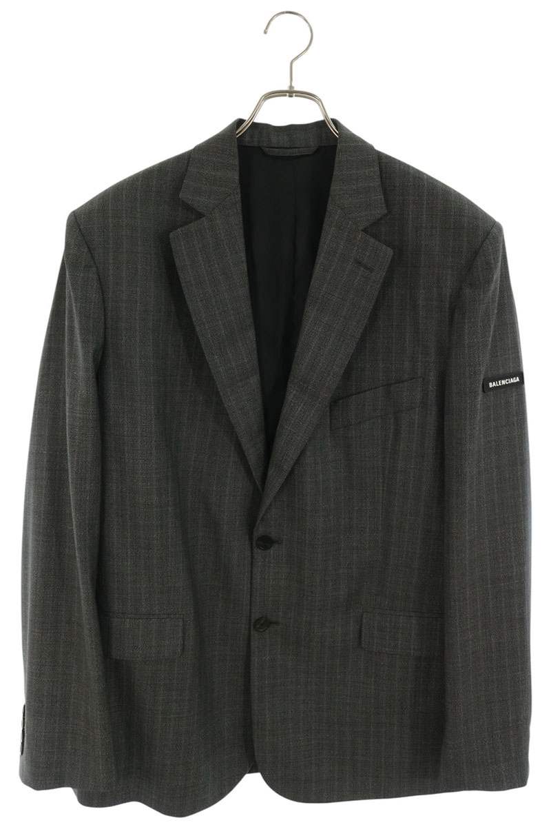 BALENCIAGA Gray Wool Logo Patch Oversized Jacket Size 42