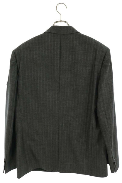 BALENCIAGA Gray Wool Logo Patch Oversized Jacket Size 42
