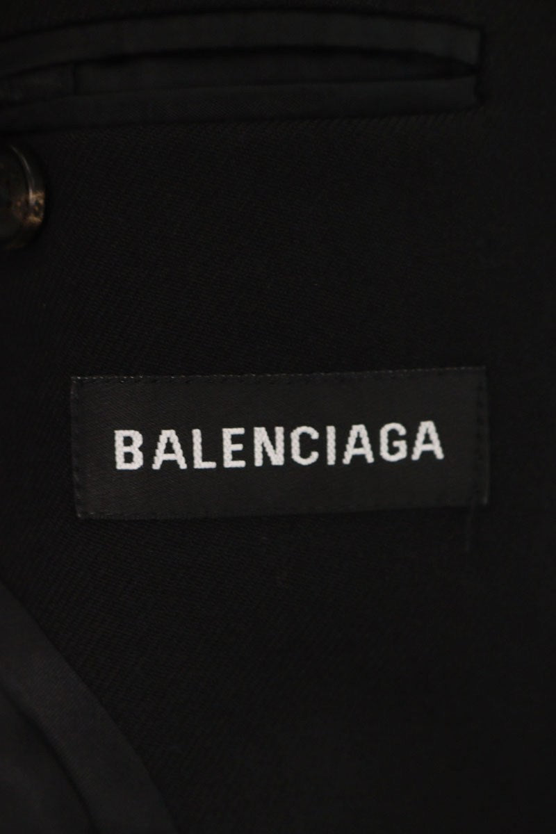 BALENCIAGA Wool Double Breasted Blazer Black Size 44