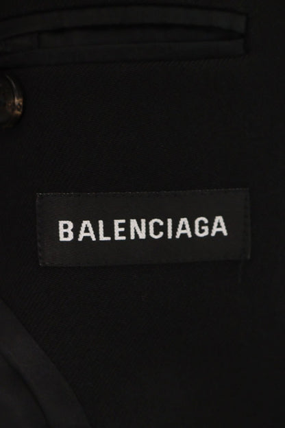BALENCIAGA Wool Double Breasted Blazer Black Size 44