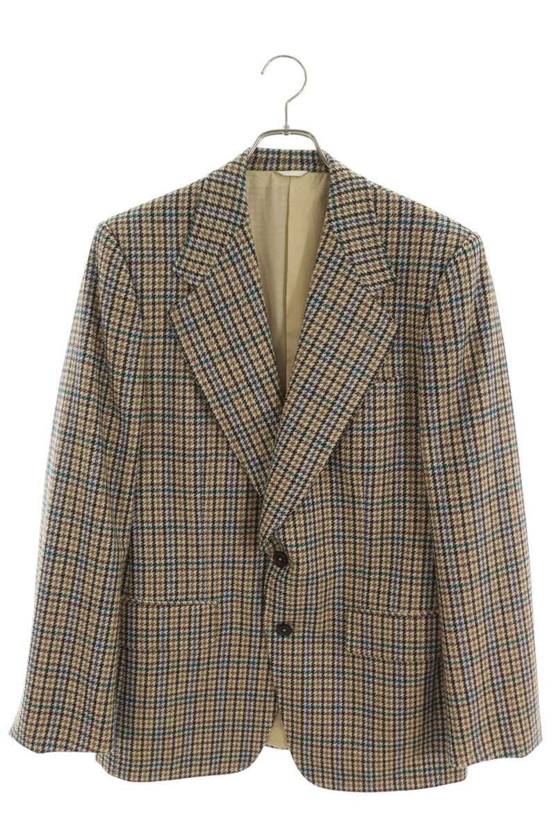 HUSBANDS Houndstooth Check Wool Jacket Beige Size 50