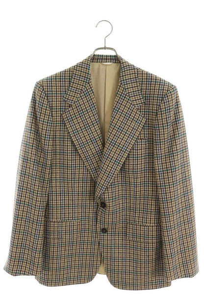 HUSBANDS Houndstooth Check Wool Jacket Beige Size 50