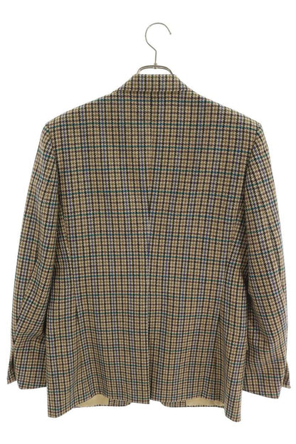 HUSBANDS Houndstooth Check Wool Jacket Beige Size 50