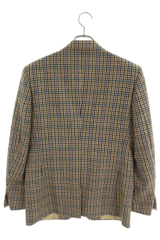 HUSBANDS Houndstooth Check Wool Jacket Beige Size 50