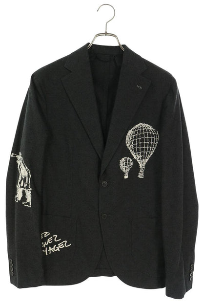 LOUISVUITTON Gray Monogram Embroidered Jacket Size 48