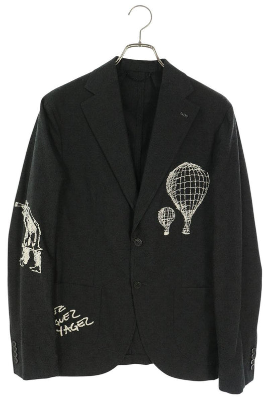 LOUISVUITTON Gray Monogram Embroidered Jacket Size 48