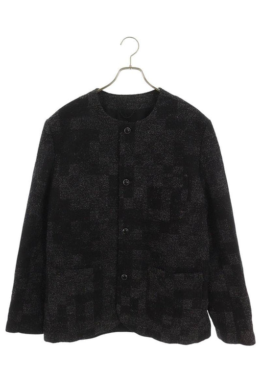 LOUISVUITTON Black Denim Boucle Collarless Jacket Size 52