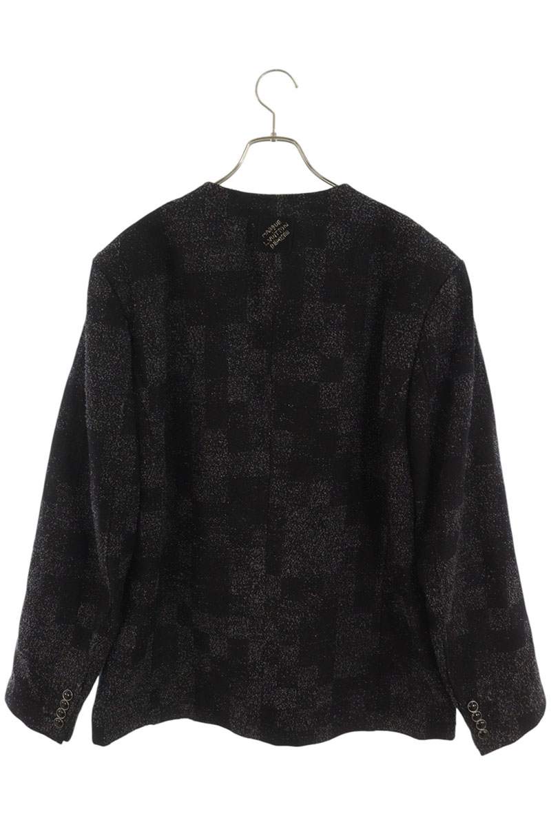 LOUISVUITTON Black Denim Boucle Collarless Jacket Size 52