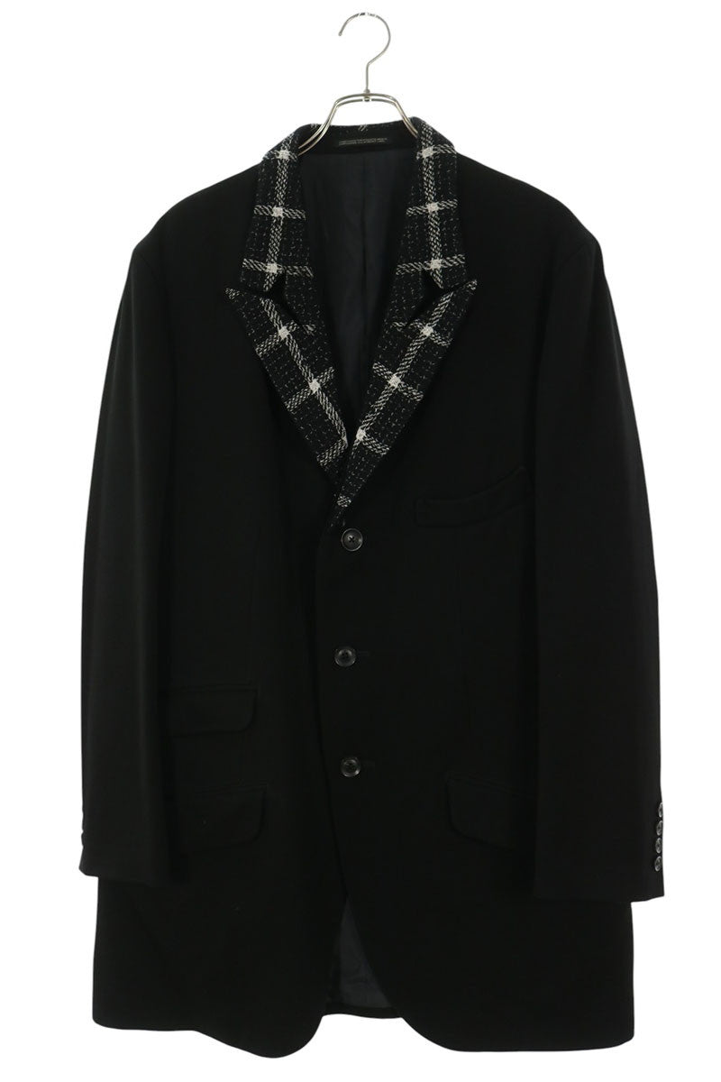 YOHJI YAMAMOTO POUR HOMME Black Collar Long Jacket Size 3