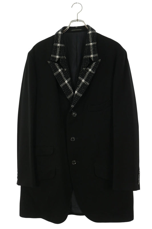 YOHJI YAMAMOTO POUR HOMME Black Collar Long Jacket Size 3