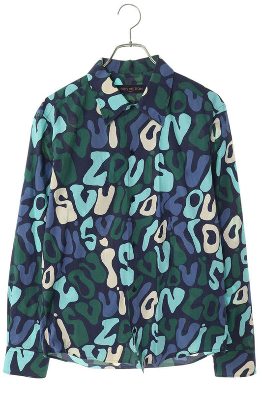Louis Vuitton 23SS Graphic Logo All-Over Print Long Sleeve Shirt Size S
