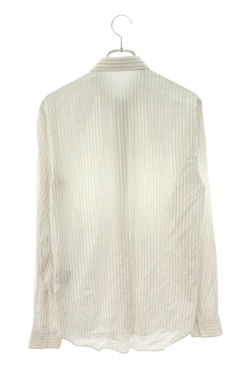 DIOR Gray Silk Blend Striped Long Sleeve Shirt Size XXL