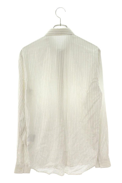 DIOR Gray Silk Blend Striped Long Sleeve Shirt Size XXL