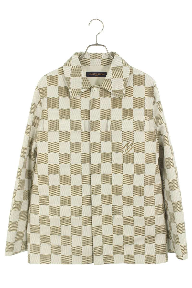 LOUISVUITTON 24SS Damier Cotton Overshirt Beige White Size S