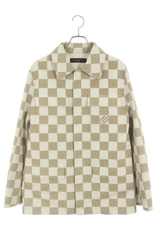 LOUISVUITTON 24SS Damier Cotton Overshirt Beige White Size S