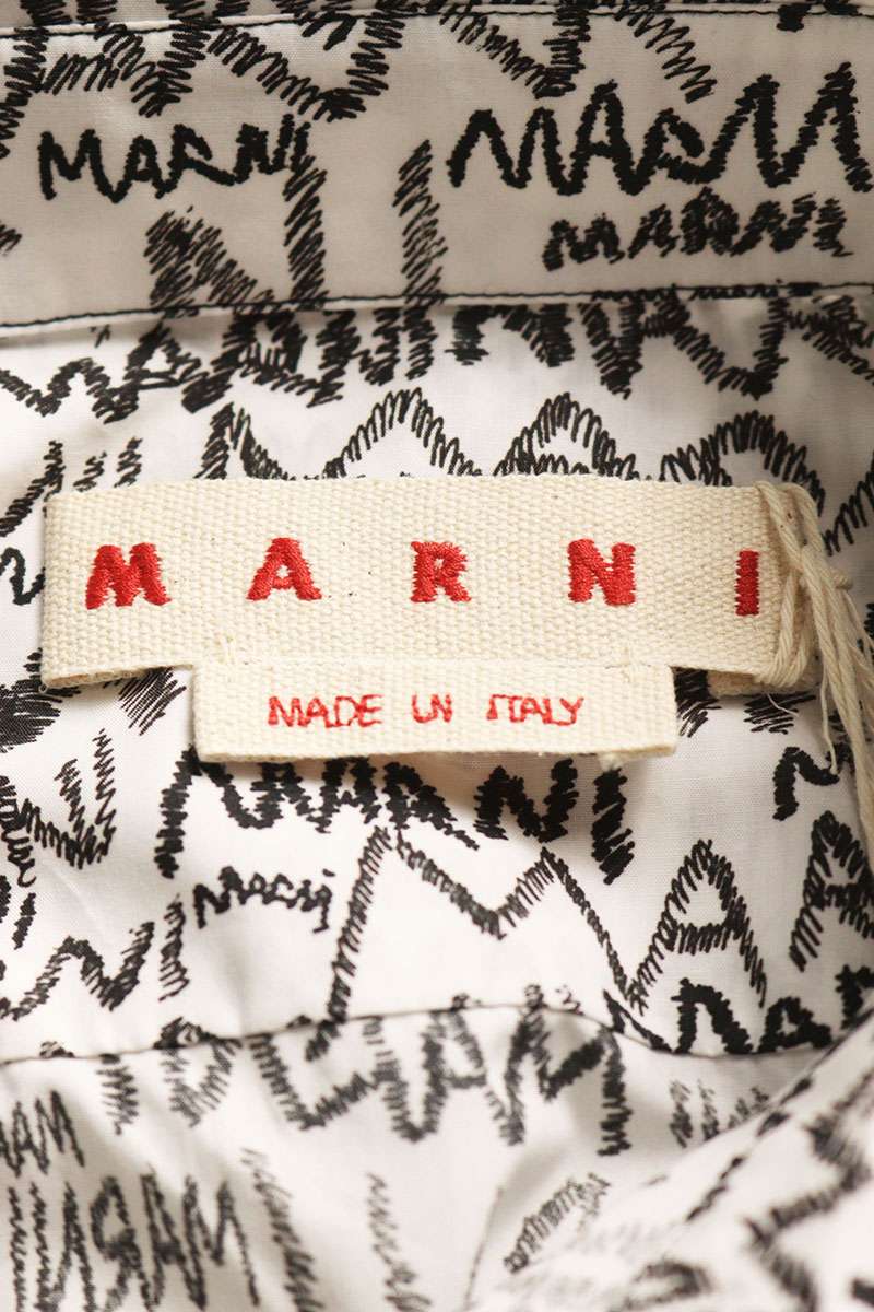 Marni 25SS Multi-Logo Long Sleeve Shirt White/Black Size S