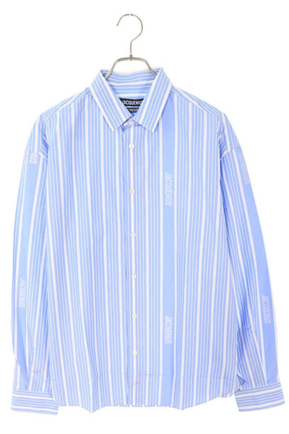JACQUEMUS Cotton Striped Logo Long Sleeve Shirt Size S