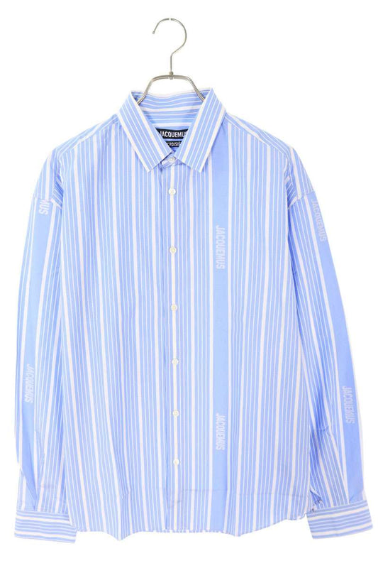 JACQUEMUS Cotton Striped Logo Long Sleeve Shirt Size S