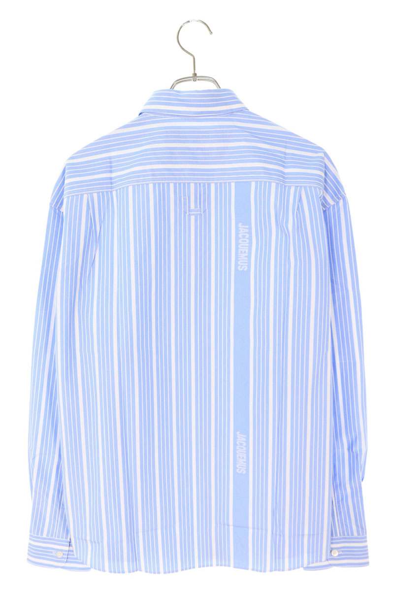 JACQUEMUS Cotton Striped Logo Long Sleeve Shirt Size S