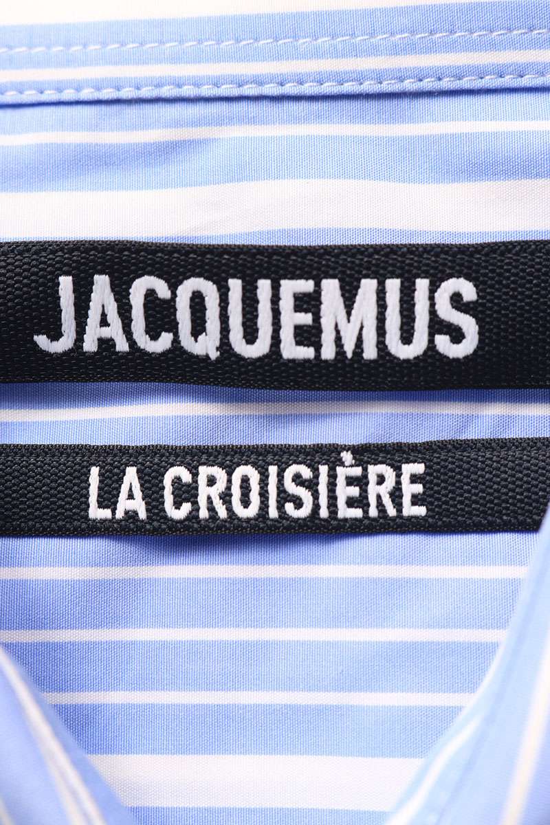 JACQUEMUS Cotton Striped Logo Long Sleeve Shirt Size S
