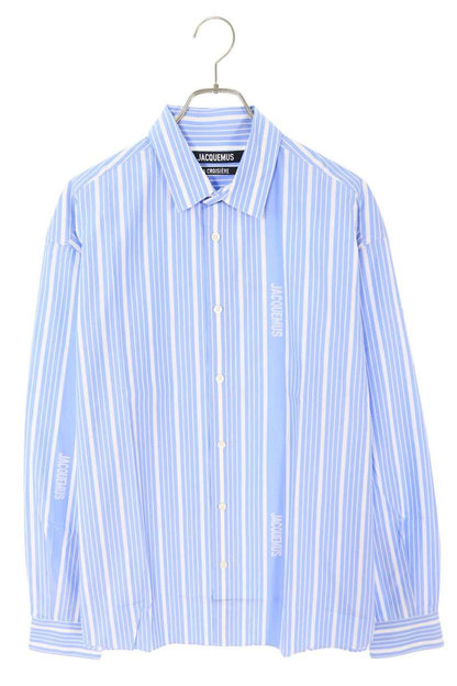 JACQUEMUS Cotton Striped Logo Long Sleeve Shirt Size M